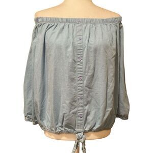 Rouge Off the Shoulder Light Denim Color Top Size 2X